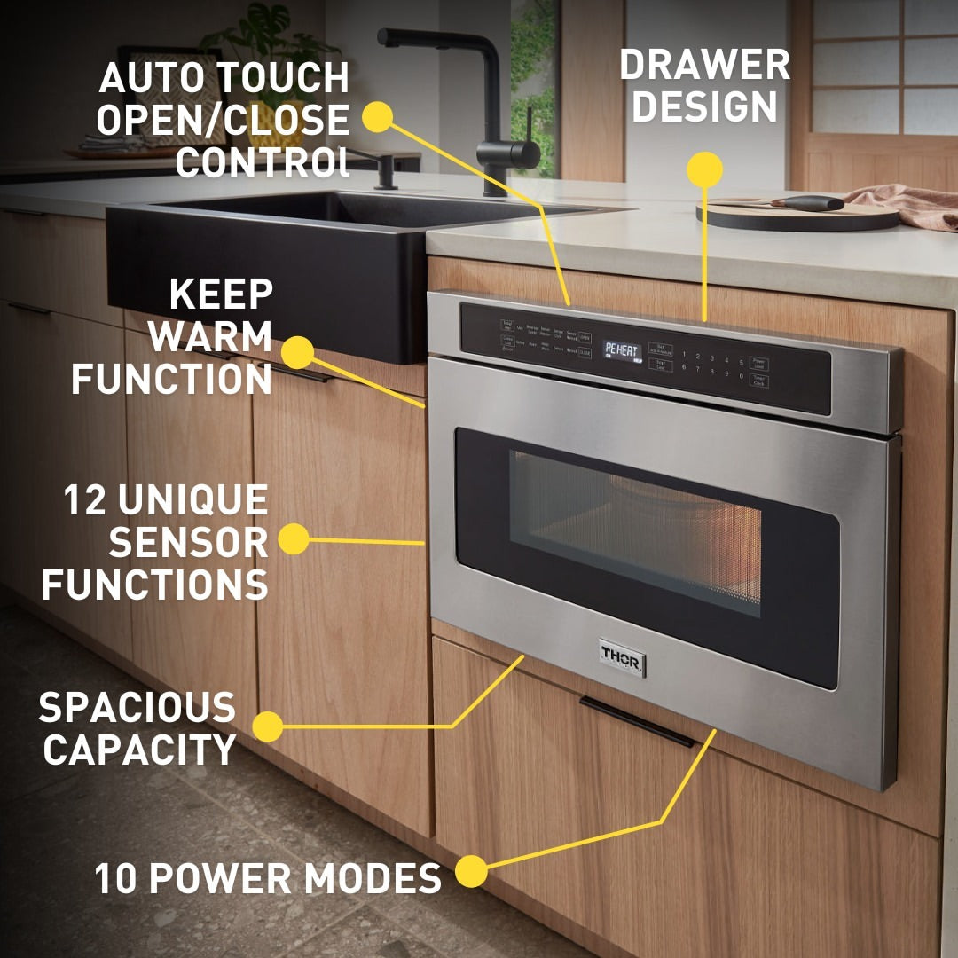 Thor Kitchen 24-Inch Microwave Drawer with Sensor Cooking in Stainless Steel (TMD2401)