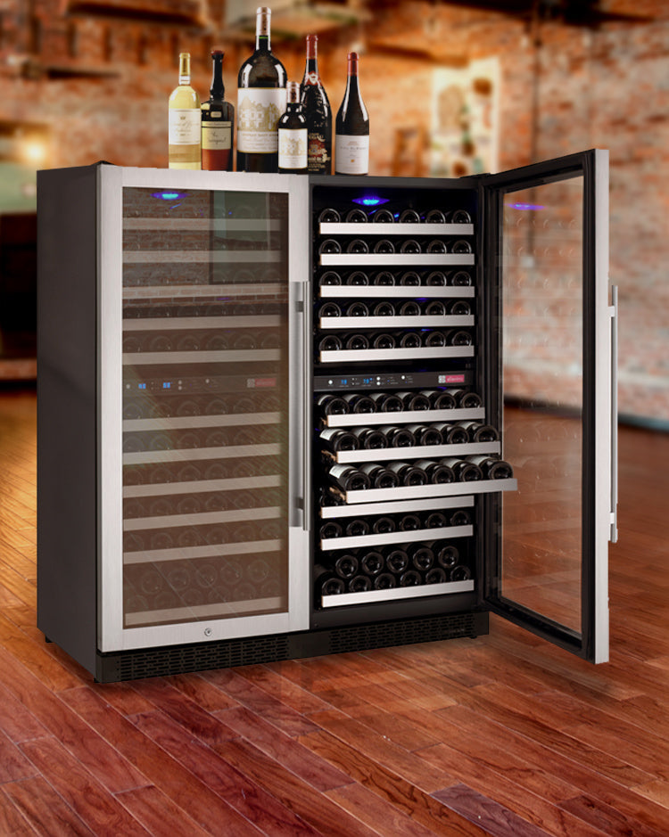 Allavino - 47"  242-Bottle Four-Zone FlexCount II Tru-Vino Side by Side Stainless Steel Wine Cooler (BF 2X-VSWR121-2S20)