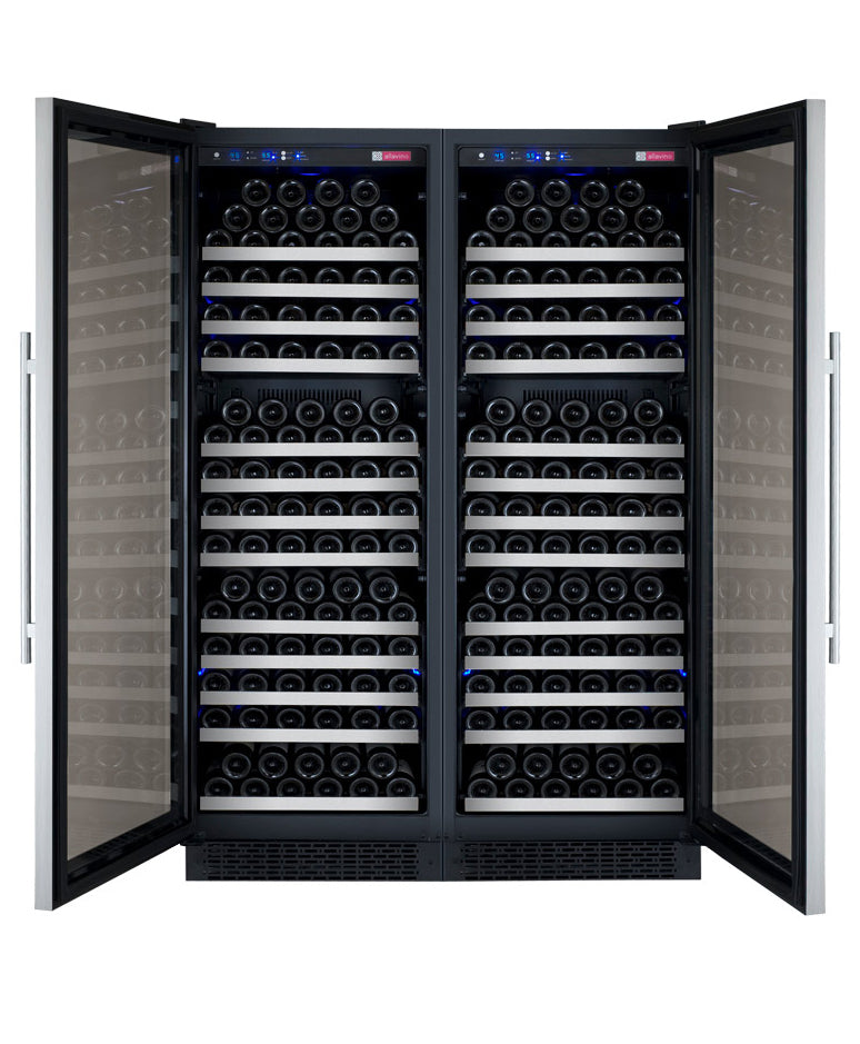 Allavino - 47"  354-Bottle Dual-Zone Wine Cooler (BF 2X-VSWR177) FlexCount II Tru-Vino Side by Side, Black/Stainless Steel Door