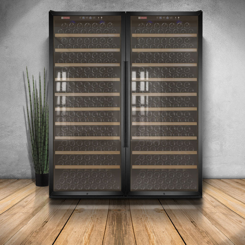 Allavino - 63"  554-Bottle Dual-Zone Vite II Tru-Vino Side by Side Wine Cooler, Black/Stainless Steel Door (BF 2X-YHWR305)