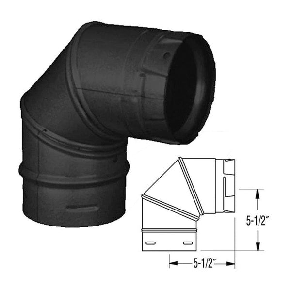 ComfortBilt Duravent 3" Pelletvent Pro Black 90 Degree Elbow 3PVP-E90B