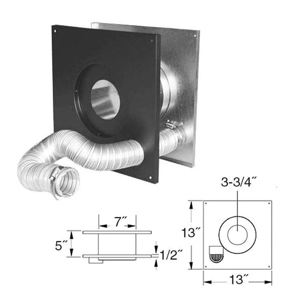 ComfortBilt Duravent 4" Pelletvent Pro Wall Thimble Air Intake Kit 4PVP-WTI