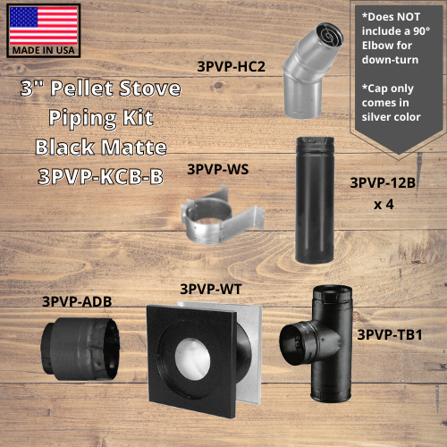 ComfortBilt 3 Inch Pellet Stove Piping kit - Black matte