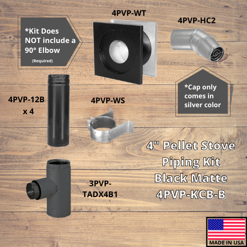 ComfortBilt 4 Inch Pellet Stove Piping Kit - Black Matte