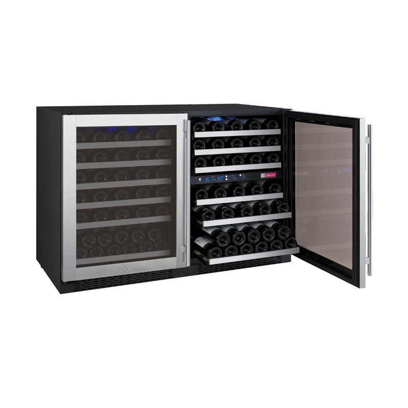 Allavino - 47"  112-Bottle Three-Zone FlexCount II Tru-Vino Side by Side Stainless Steel Wine Cooler (BF 3Z-VSWR5656-S20)