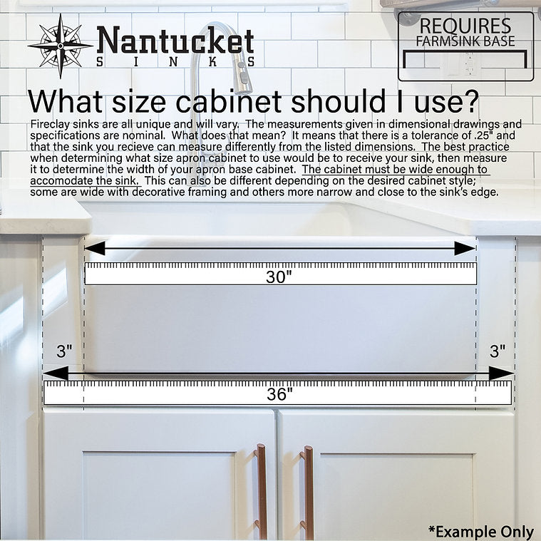 Nantucket 33 Inch Farmhouse Fireclay Sink with white Finish FCFS3320-FL