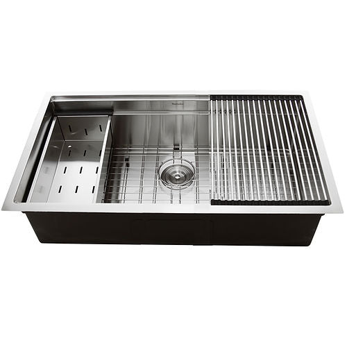 Nantucket Pro Series 36" Undermount 304 Stainless Steel Kitchen Sink with Accessories SR-PS-3620-16