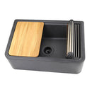 Nantucket Rockport 30" Granite Composite Workstation Farmhouse Sink with Accessories Black PR3020-APS-BL