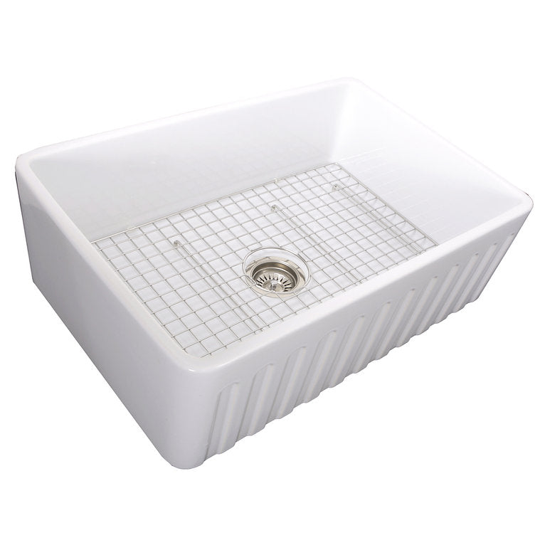 Nantucket 33 Inch Farmhouse Fireclay Sink with white Finish FCFS3320-FL