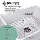 Nantucket Cape 24" Fireclay Farmhouse Sink White T-FCFS24