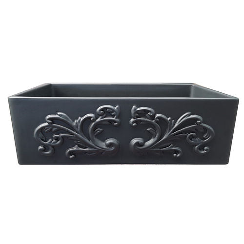 Nantucket Vineyard 33" Fireclay Farmhouse Sink Matte Black FCFS3320S-FiligreeMBL