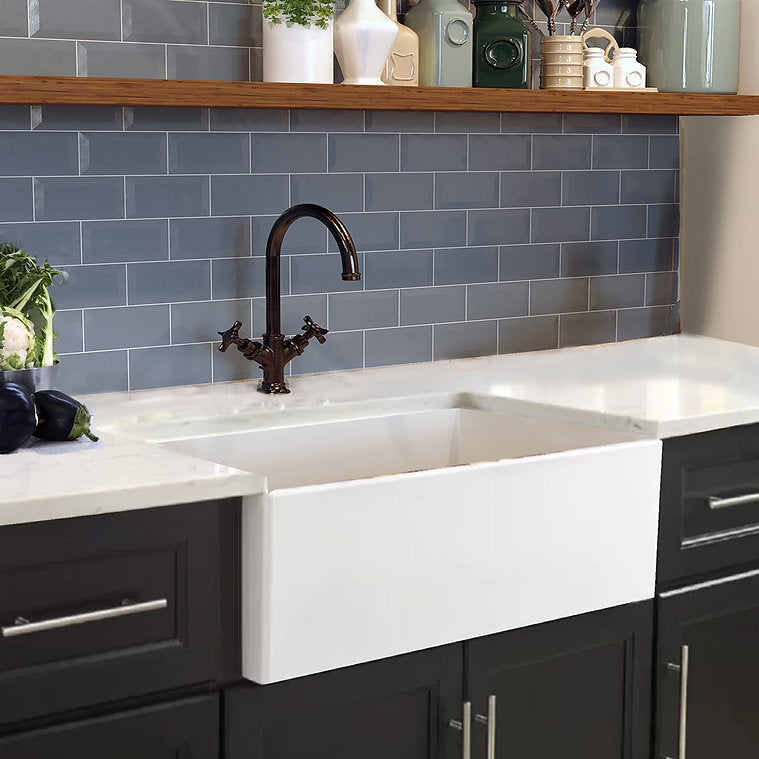 Nantucket 30 Inch Farmhouse Fireclay Sink with White Finish FCFS3020-FL