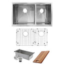 Nantucket Pro Series 32" Stainless Steel Workstation Kitchen Sink 16 Gauge 60/40 Double Bowl SR-PS-3219-OS-16