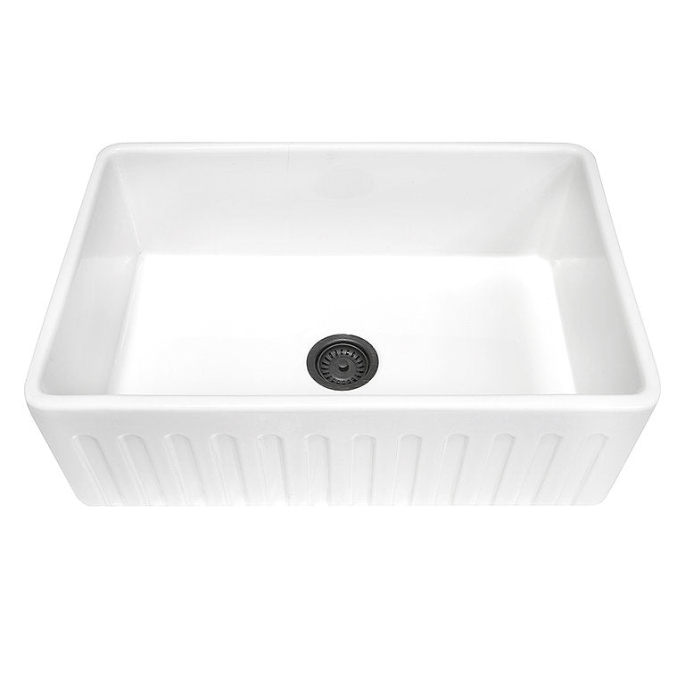 Nantucket 33 Inch Farmhouse Fireclay Sink with white Finish FCFS3320-FL