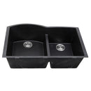 Nantucket Plymouth 33" Granite Composite Kitchen Sink 60/40 Double Bowl Black PR6040-BL-UM