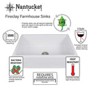 Nantucket Sinks 33-inch Double Bowl Workstation Fireclay Apron Sink with Cutting board Dennis33DB