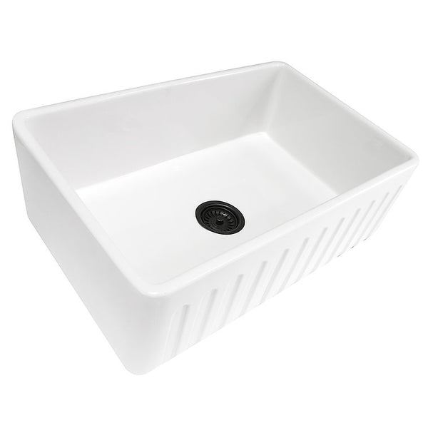 Nantucket 33 Inch Farmhouse Fireclay Sink with white Finish FCFS3320-FL