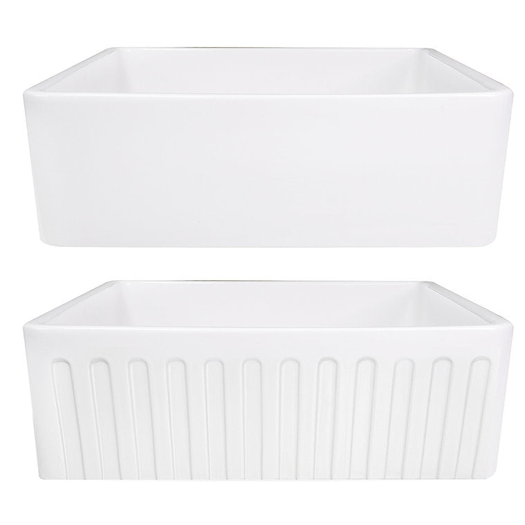 Nantucket 30 Inch Farmhouse Fireclay Sink with White Finish FCFS3020-FL