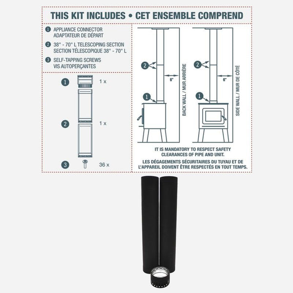 Drolet 6" VORTEX TO-THE-CEILING DOUBLE WALL PIPE KIT VODBKTC06