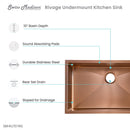 Swiss Madison Rivage 32 x 19 Stainless Steel, Single Basin, Undermount Kitchen Sink, Rose Gold