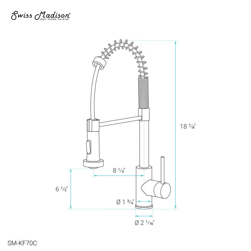 Swiss Madison Nouvet Single Handle, Pull-Down Kitchen Faucet in Chrome