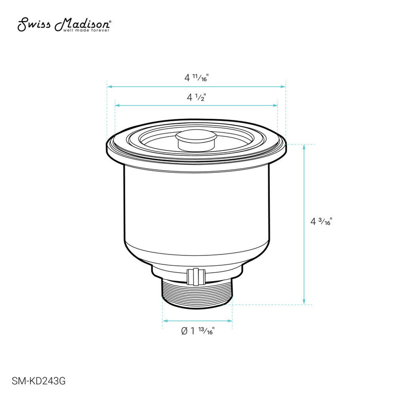 Swiss Madison 4.5" Stainless Steel Basket Drain in Gold