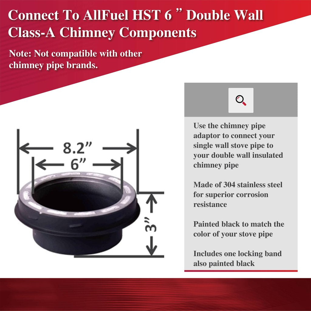 ComfortBilt AllfuelHST Stove Pipe Adapter For 6