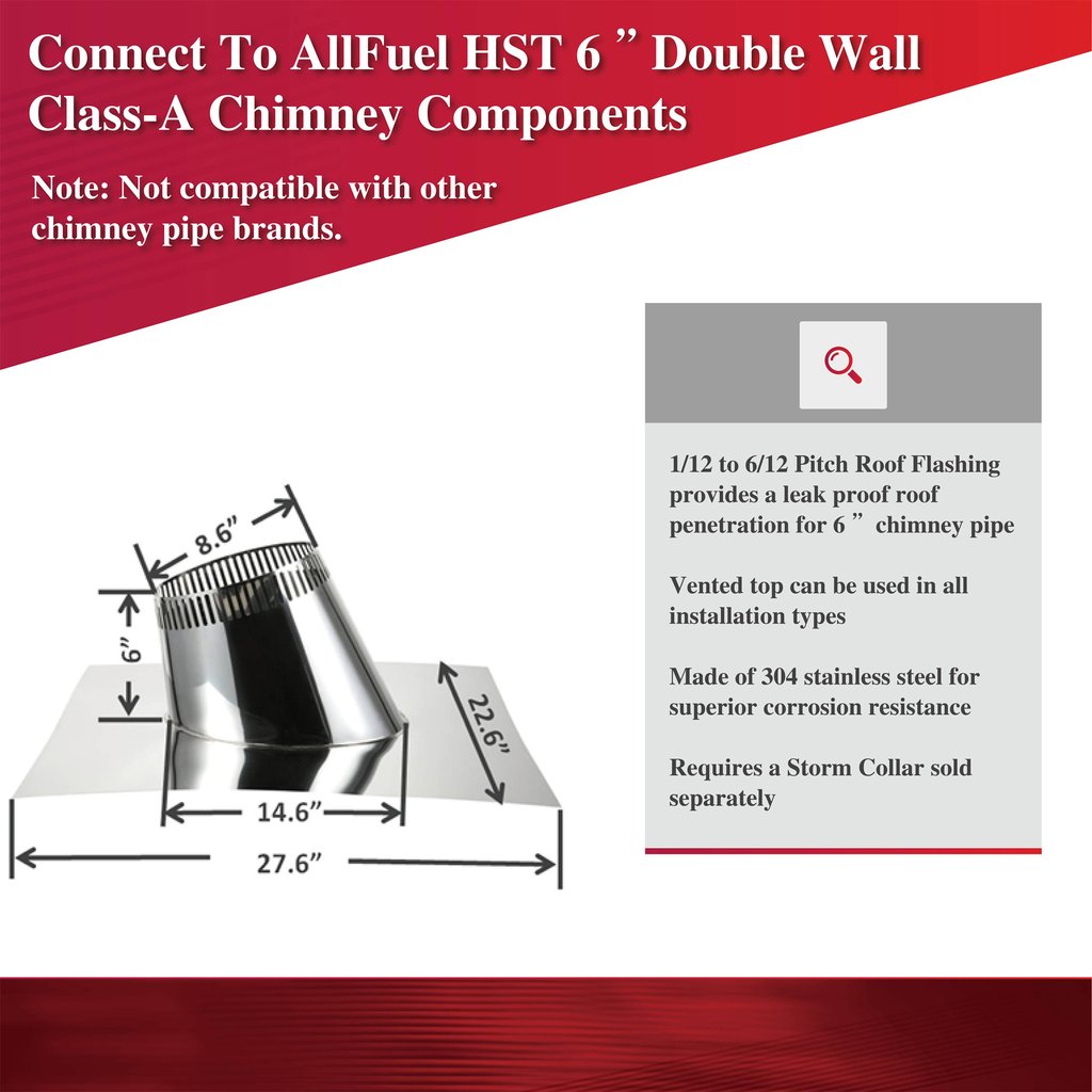 ComfortBilt AllfuelHST Pitch Roof Flashing 1/12 To 6/12 For 6