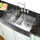 Nantucket Pro Series 33" Stainless Steel Farmhouse Sink, 16 Gauge, Double Bowl, APRON332210-DBL-SR