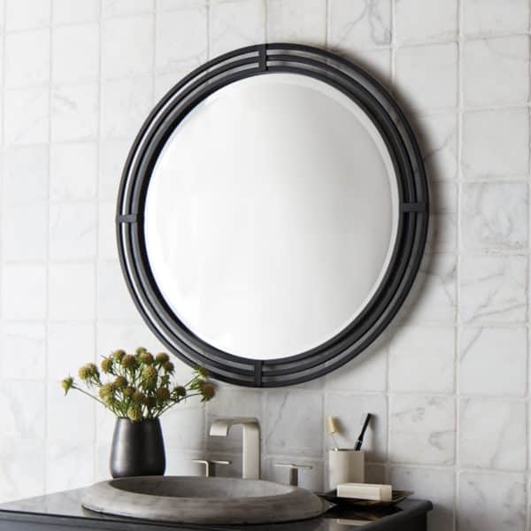 Native Trails Asana Round Iron Decorative Mirror - Black