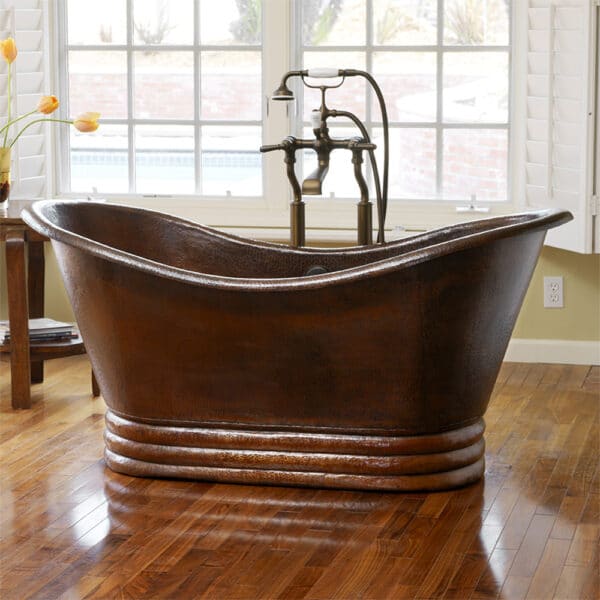 Native Trails 60-Inch Aurora Hand Hammered Bathtub - Antique