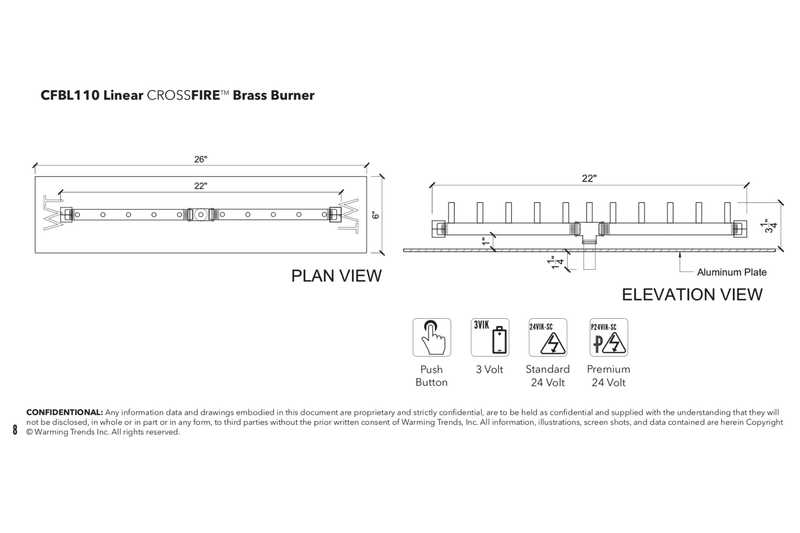 Warming Trends Crossfire CFBL Linear Brass Gas Fire Pit Burner