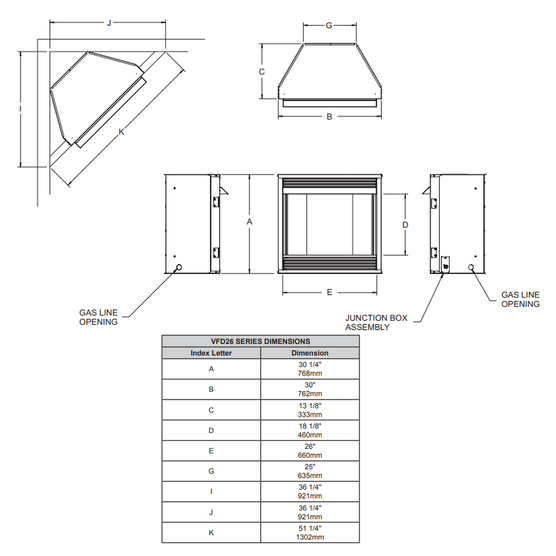 Empire Vail Deluxe 26 Mantel Combination Vent-Free Gas Fireplace VFD26