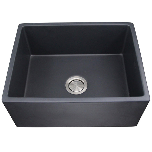 Nantucket Vineyard 23" Fireclay Farmhouse Sink, Matte Black, FCFS2418S-MatteBlack