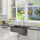 Nantucket Vineyard 33" Fireclay Farmhouse Sink, Double Bowl, Gray, FCFS3318D-Concrete