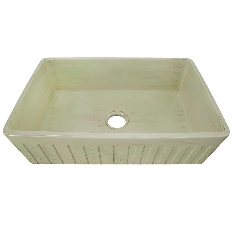 Nantucket Vineyard 33" Fireclay Farmhouse Sink, Light Green, FCFS3320S-ShabbyGreen