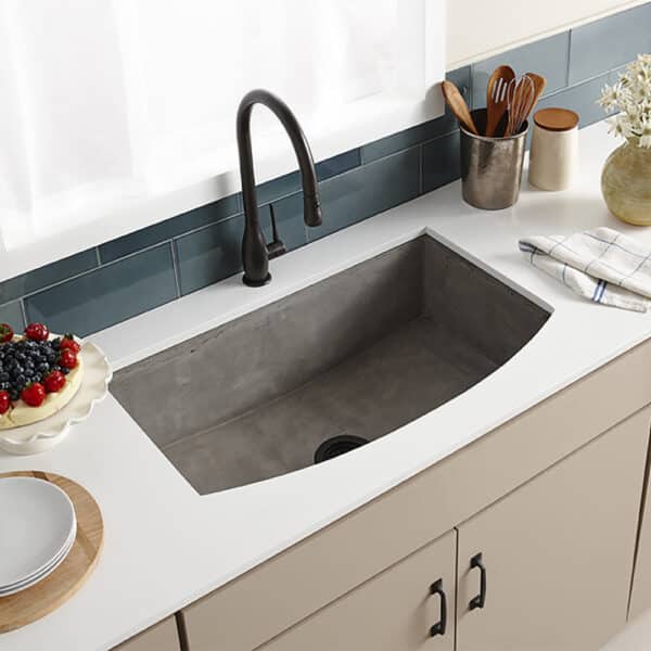 Native Trails 33-Inch Farmhouse Quartet NativeStone Curved Apron Front Sink