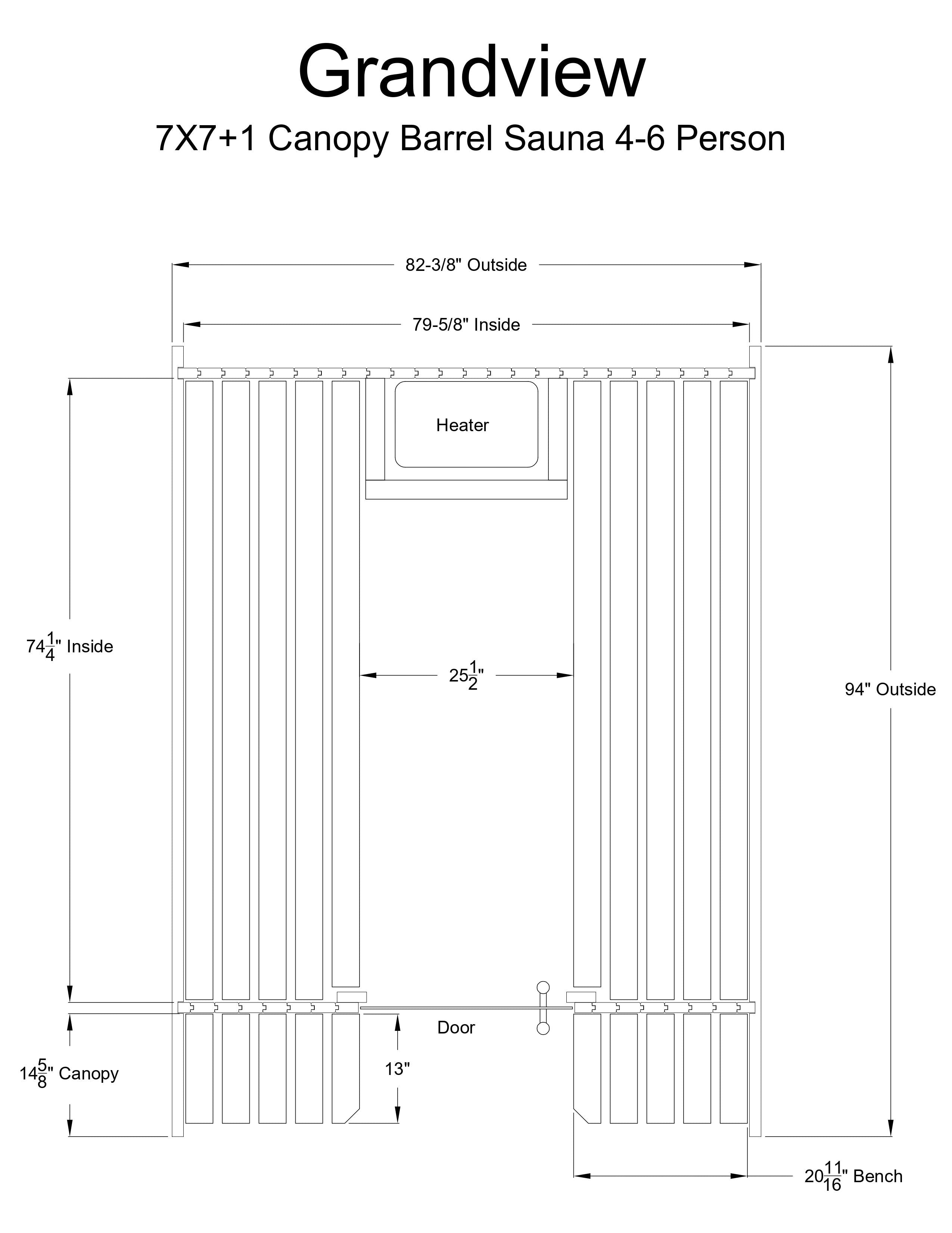 Almost Heaven Grandview 4-6 Person Canopy Barrel Sauna