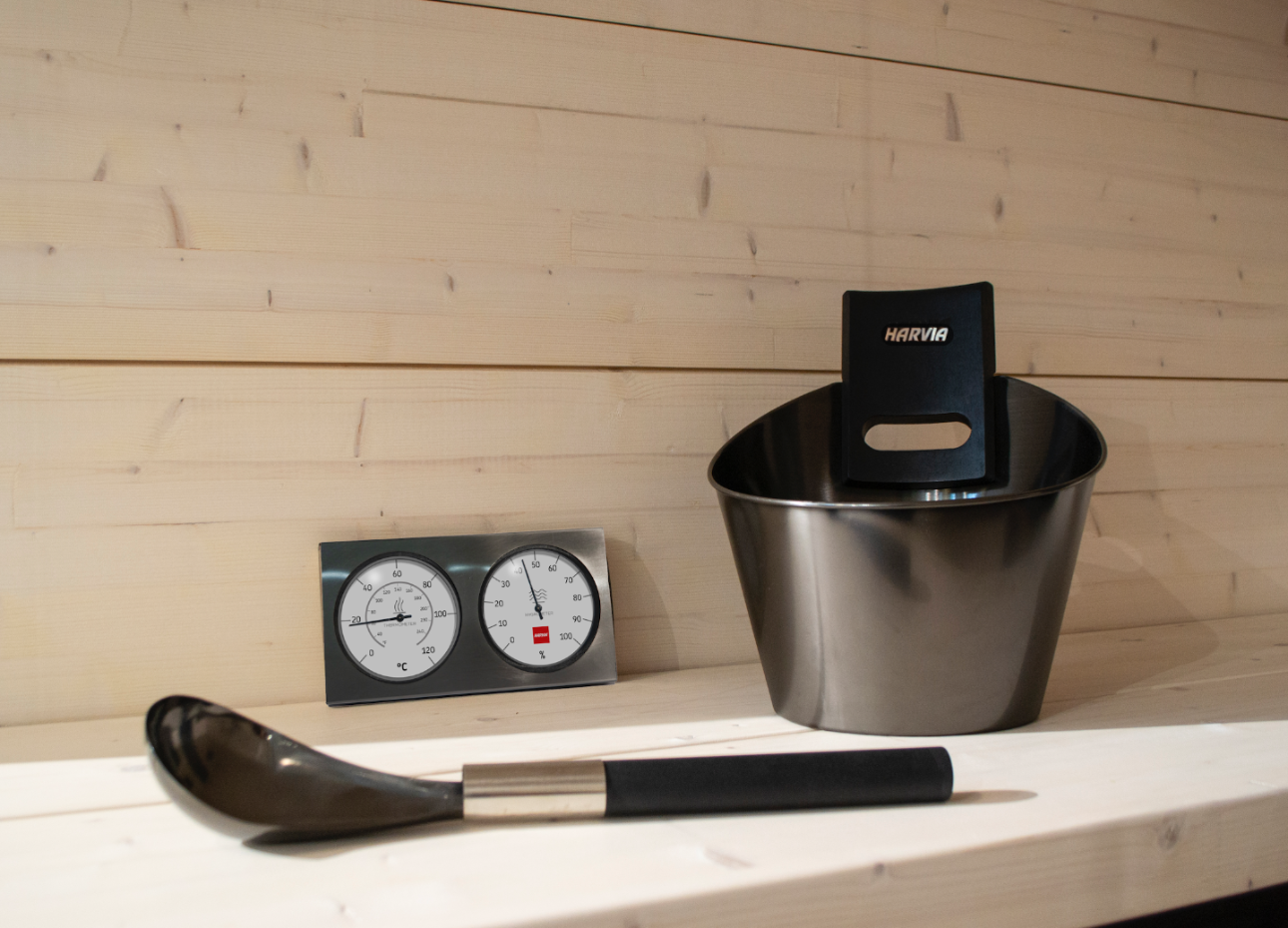 Almost Heaven Harvia Onyx Bucket, Ladle, & Thermometer Kit