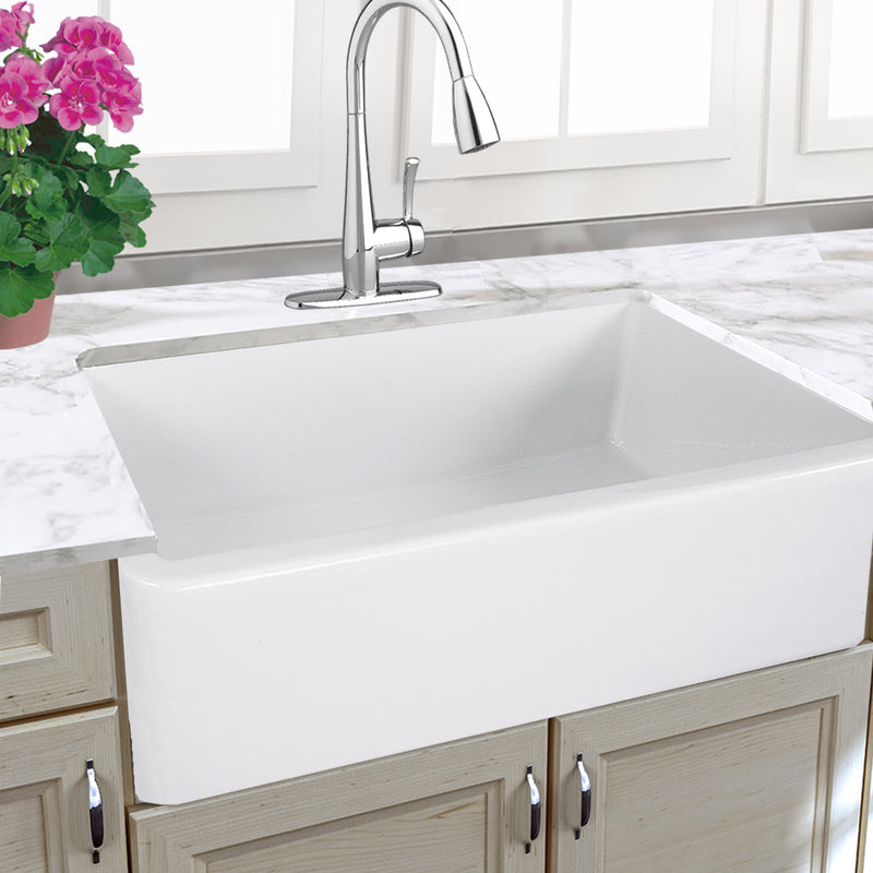 Nantucket Cape 33" Fireclay Farmhouse Sink, White, Harwich-33