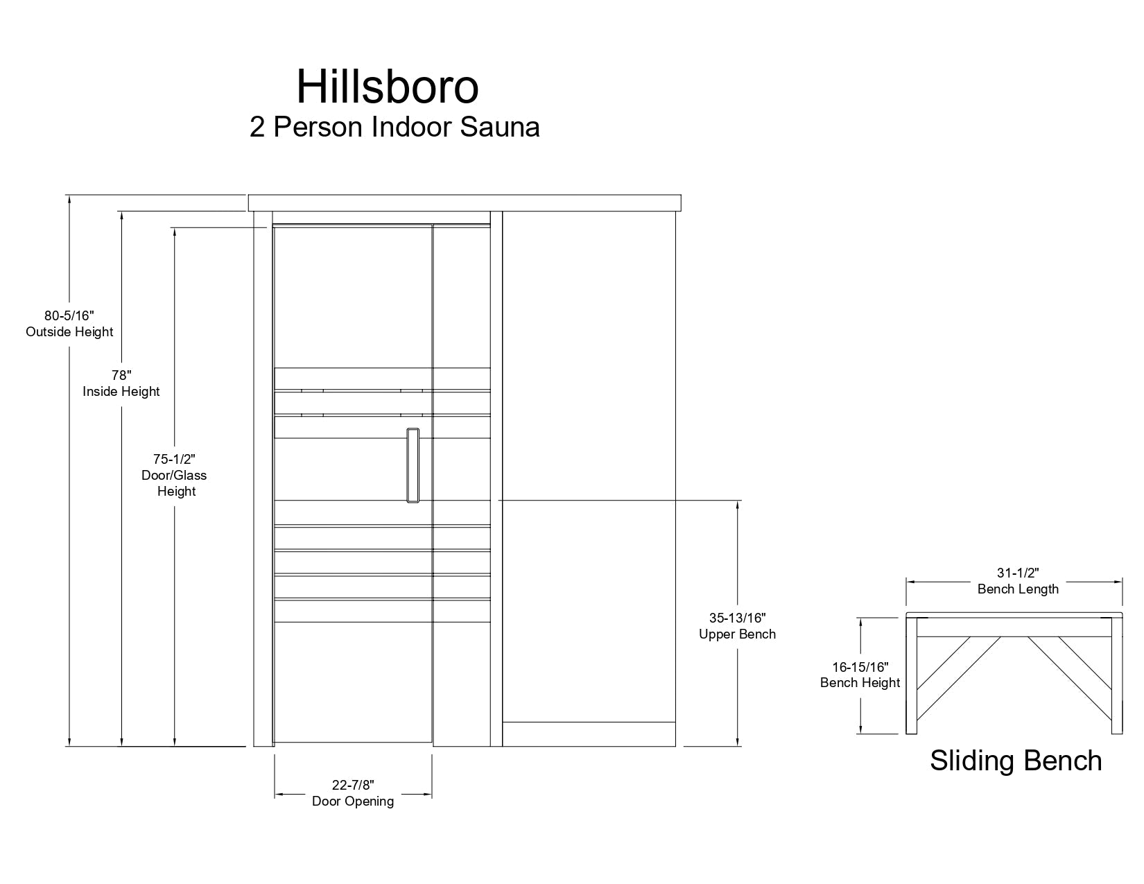 Almost Heaven Hillsboro 2 Person Indoor Sauna