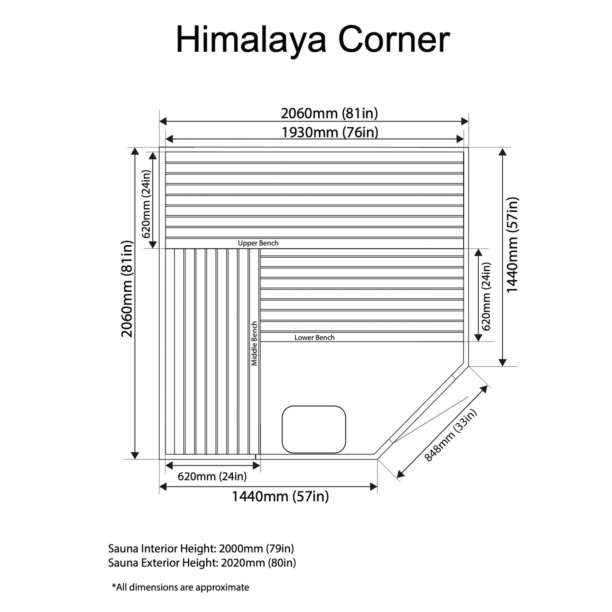 Almost Heaven Himalaya Corner 6 Person Indoor Sauna