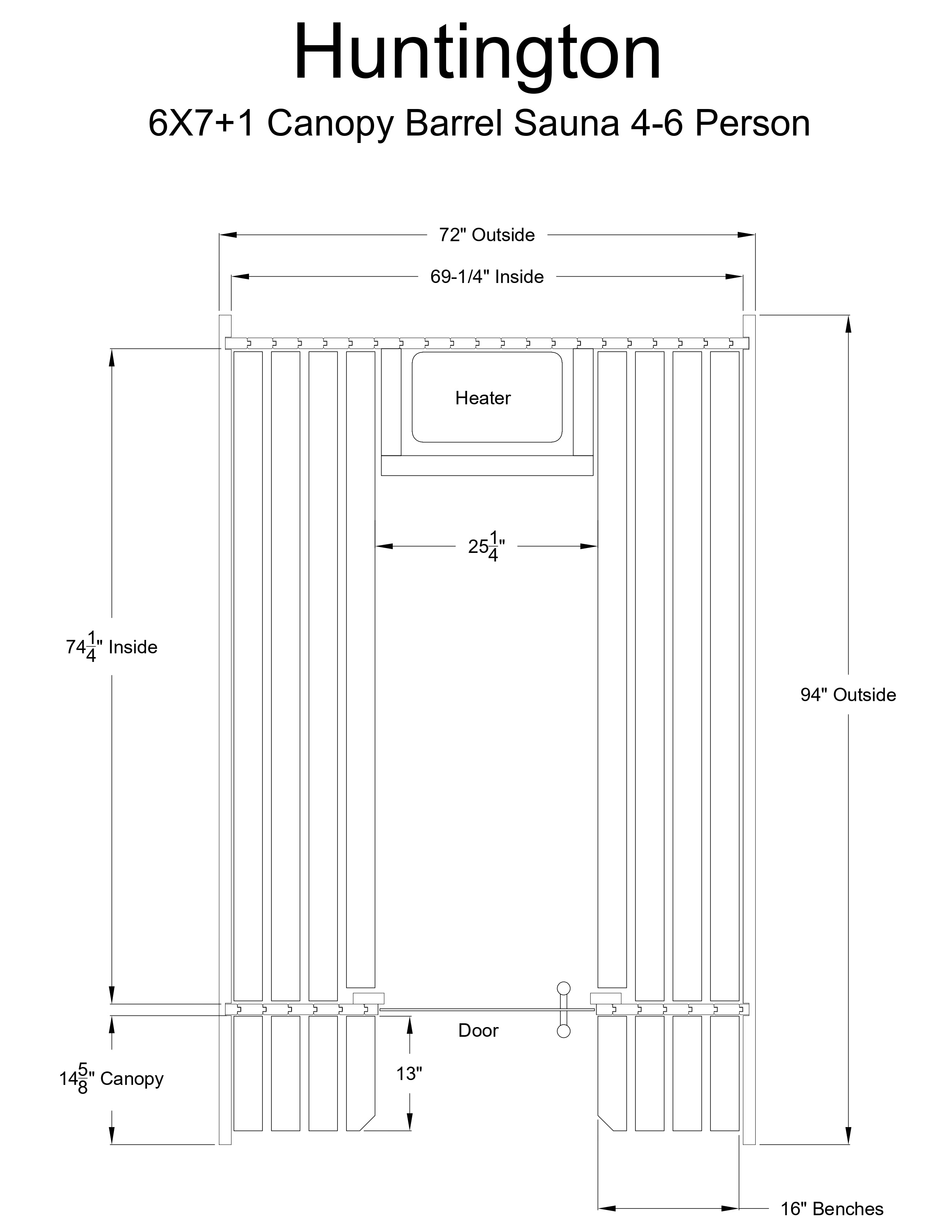 Almost Heaven Huntington 4-6 Person Canopy Barrel Sauna