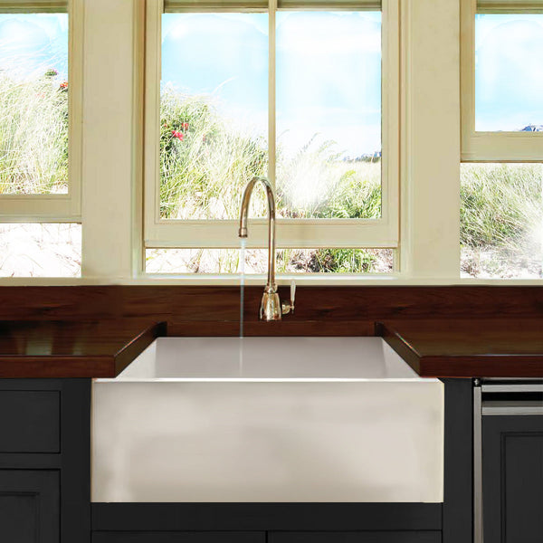 Nantucket Cape 24" Fireclay Farmhouse Sink, White, Hyannis-24