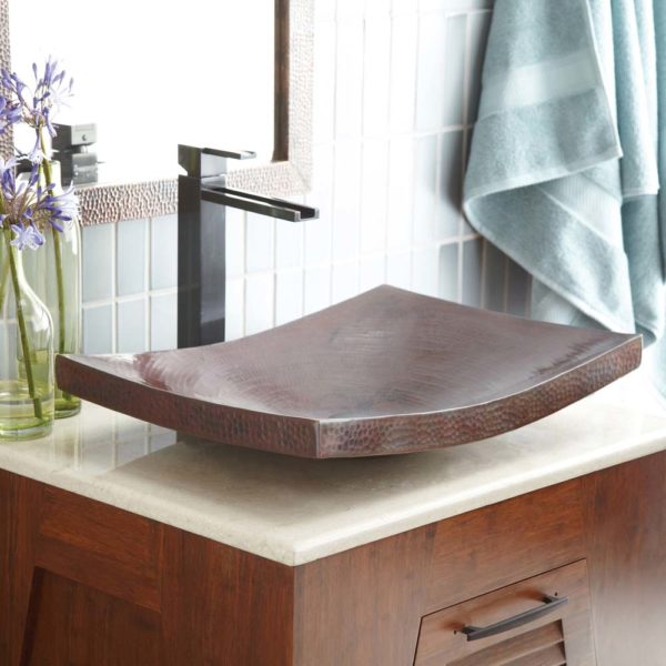 Native Trails 20-Inch Kohani Hand Hammered Curved Vessel Sink