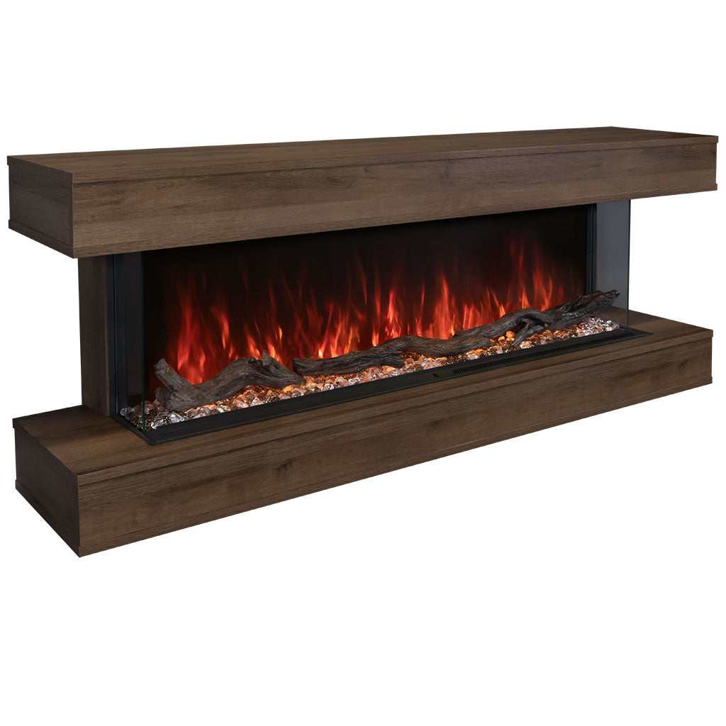 Modern Flames Weathered Walnut Finish LPM-8016 Premium Wall Mounted Cabinet | WMC-80LPM-WW