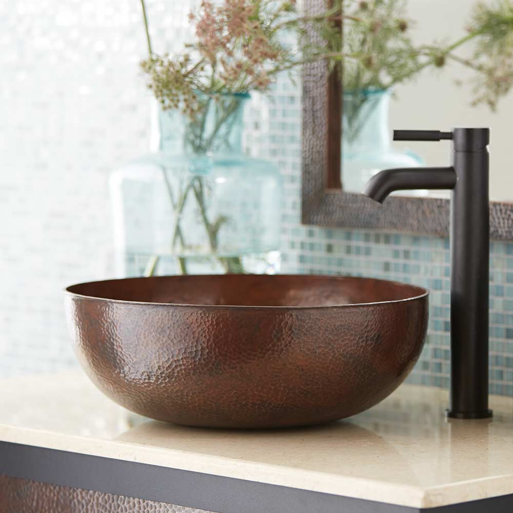 Native Trails Maestro Round Hammered Vessel Bathroom Sink