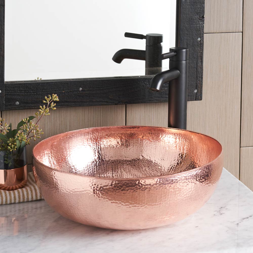 Native Trails Maestro Round Hammered Vessel Bathroom Sink