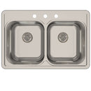 Nantucket Madaket 33" Drop In/Topmount 304 Stainless Steel Kitchen Sink with Accessories, 50/50 Double Bowl, 18 Gauge, NS3322-DE