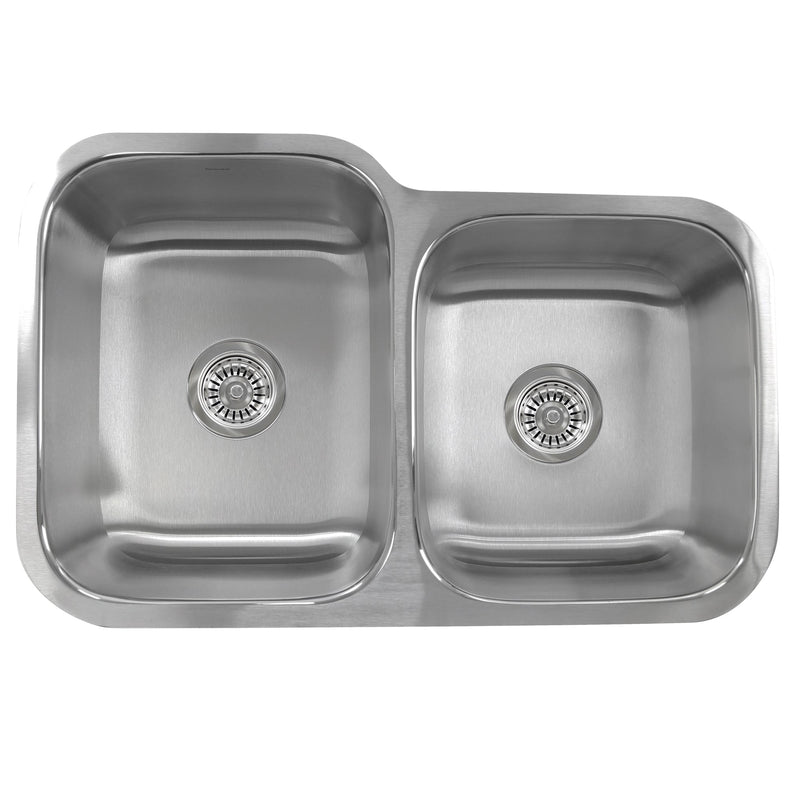 Nantucket Quidnet 32" Stainless Steel Kitchen Sink, 60/40 Double Bowl, 18 Gauge, NS6040-18